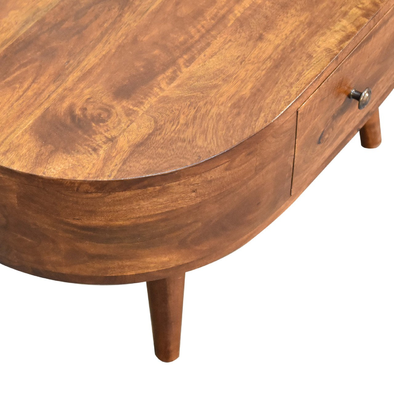 Cozy Mini Chestnut Rounded Coffee Table