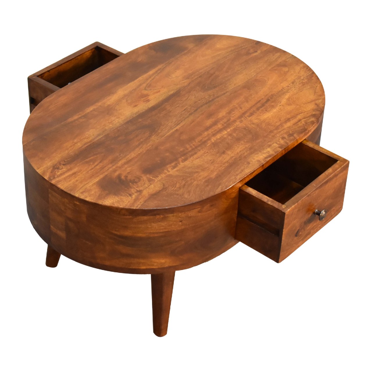 Cozy Mini Chestnut Rounded Coffee Table