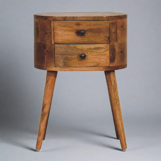 Kilburn High Mini Oak-ish Rounded Bedside Table