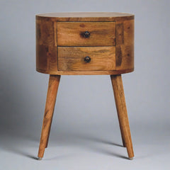 Kilburn High Mini Oak-ish Rounded Bedside Table - Furniture One Shop