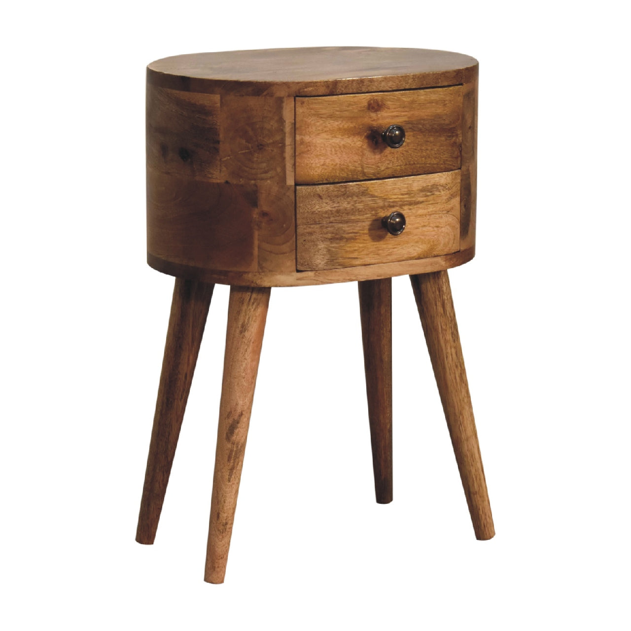 Kilburn High Mini Oak-ish Rounded Bedside Table