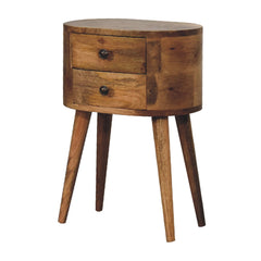 Kilburn High Mini Oak-ish Rounded Bedside Table - Furniture One Shop