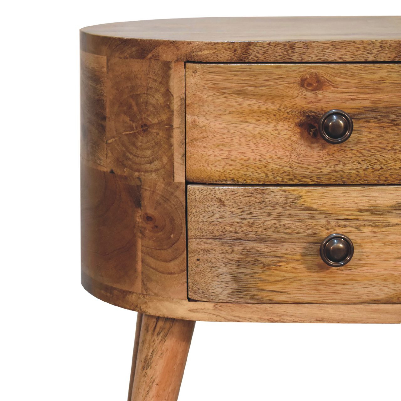 Kilburn High Mini Oak-ish Rounded Bedside Table