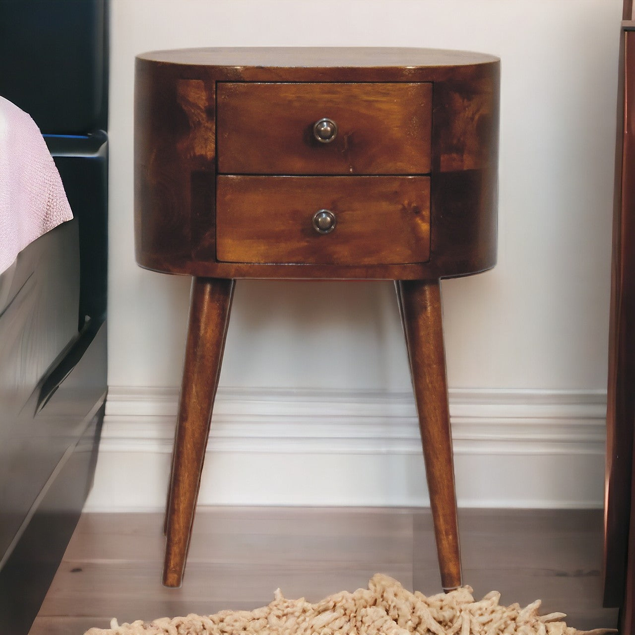 Finchley Mini Chestnut Rounded Bedside Table