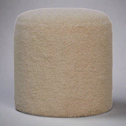 QuietQuarters Boucle Cream Round Footstool