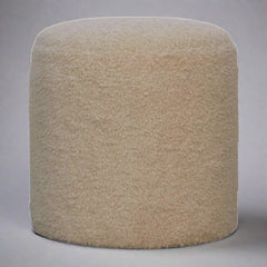 QuietQuarters Boucle Cream Round Footstool