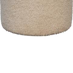 QuietQuarters Boucle Cream Round Footstool