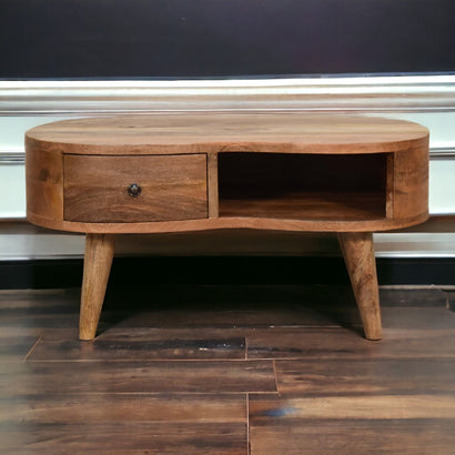 Vogue Mini Oak-ish Wave Coffee Table - Furniture One Shop