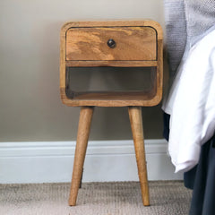 Chalk Farm Mini Oak-ish Curve Lower Bedside - Furniture One Shop