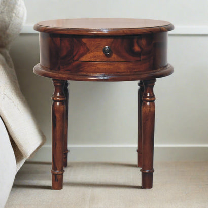 Leo Honey finish Turned Leg Bedside - Furniture One Shop