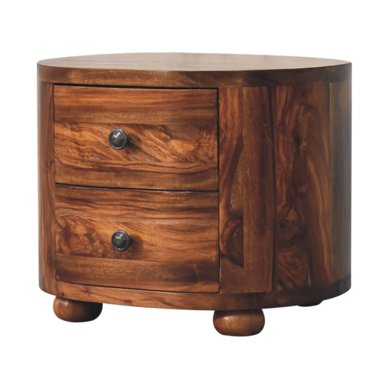 Lisson Grove Round Honey Bedside with Bun Feet