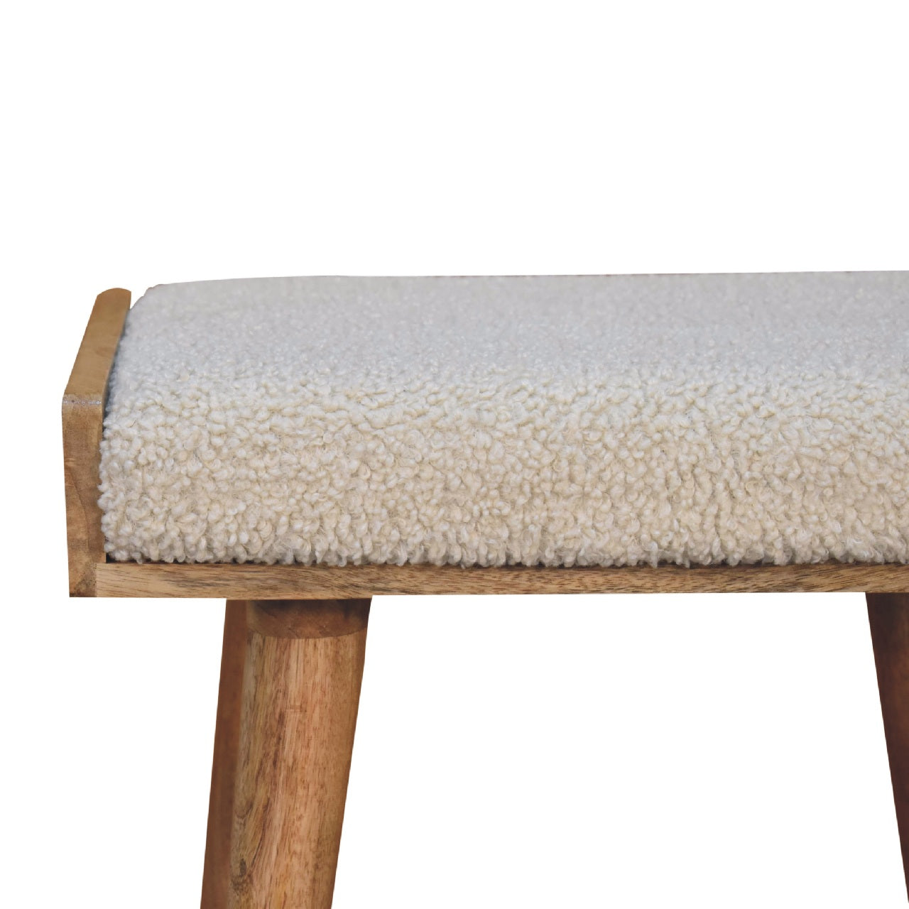 SnugSquare Boucle Cream Tray Style Footstool