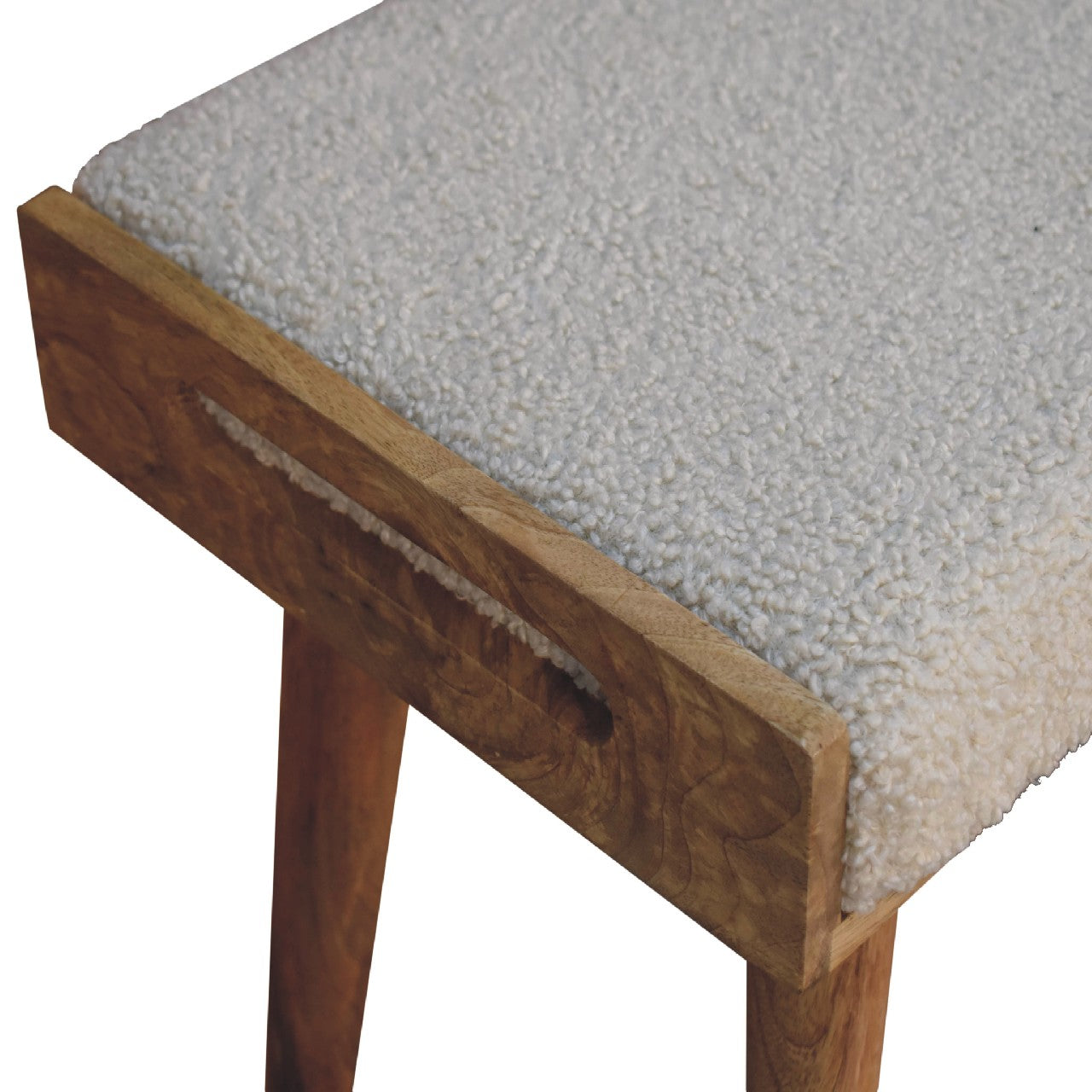 SnugSquare Boucle Cream Tray Style Footstool