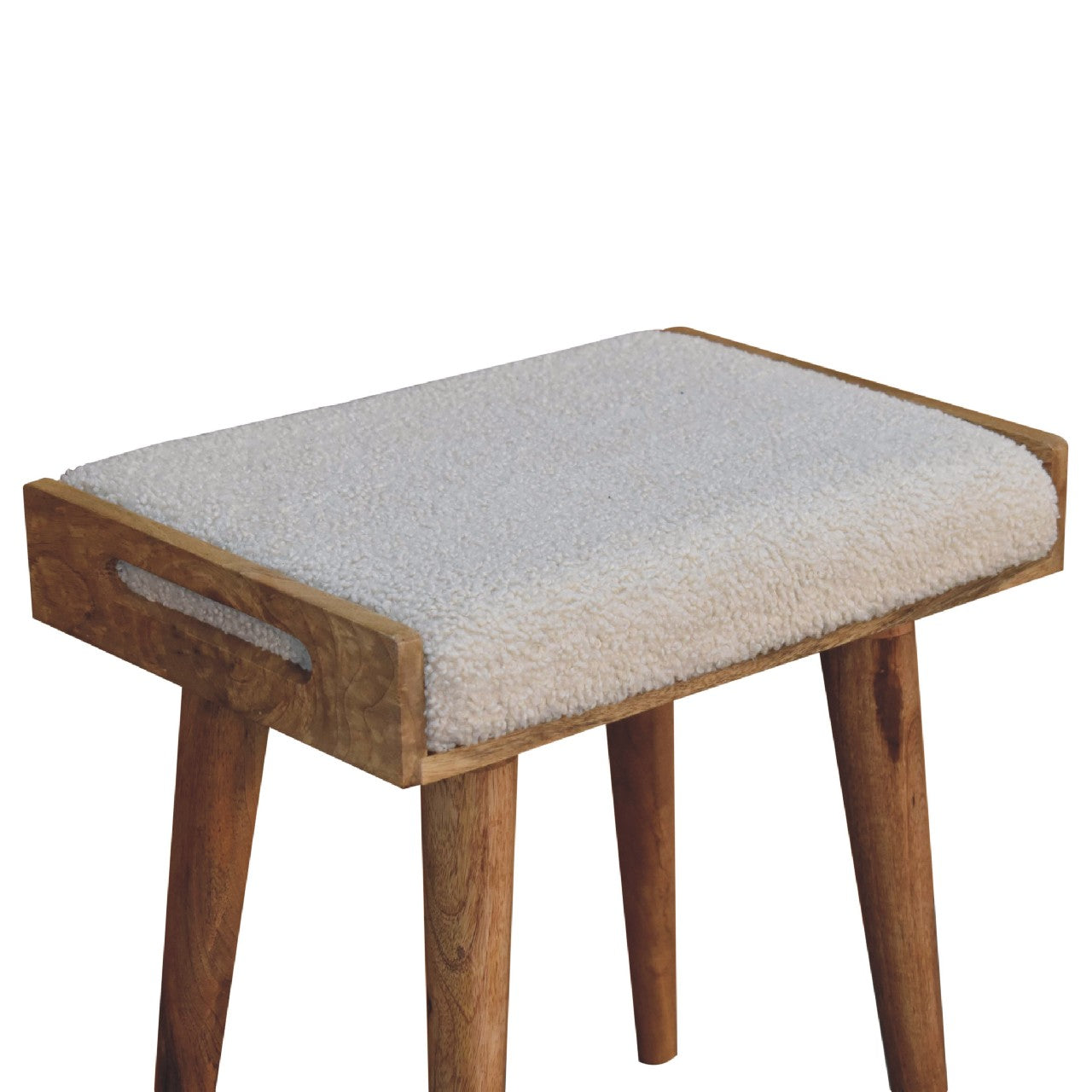 SnugSquare Boucle Cream Tray Style Footstool