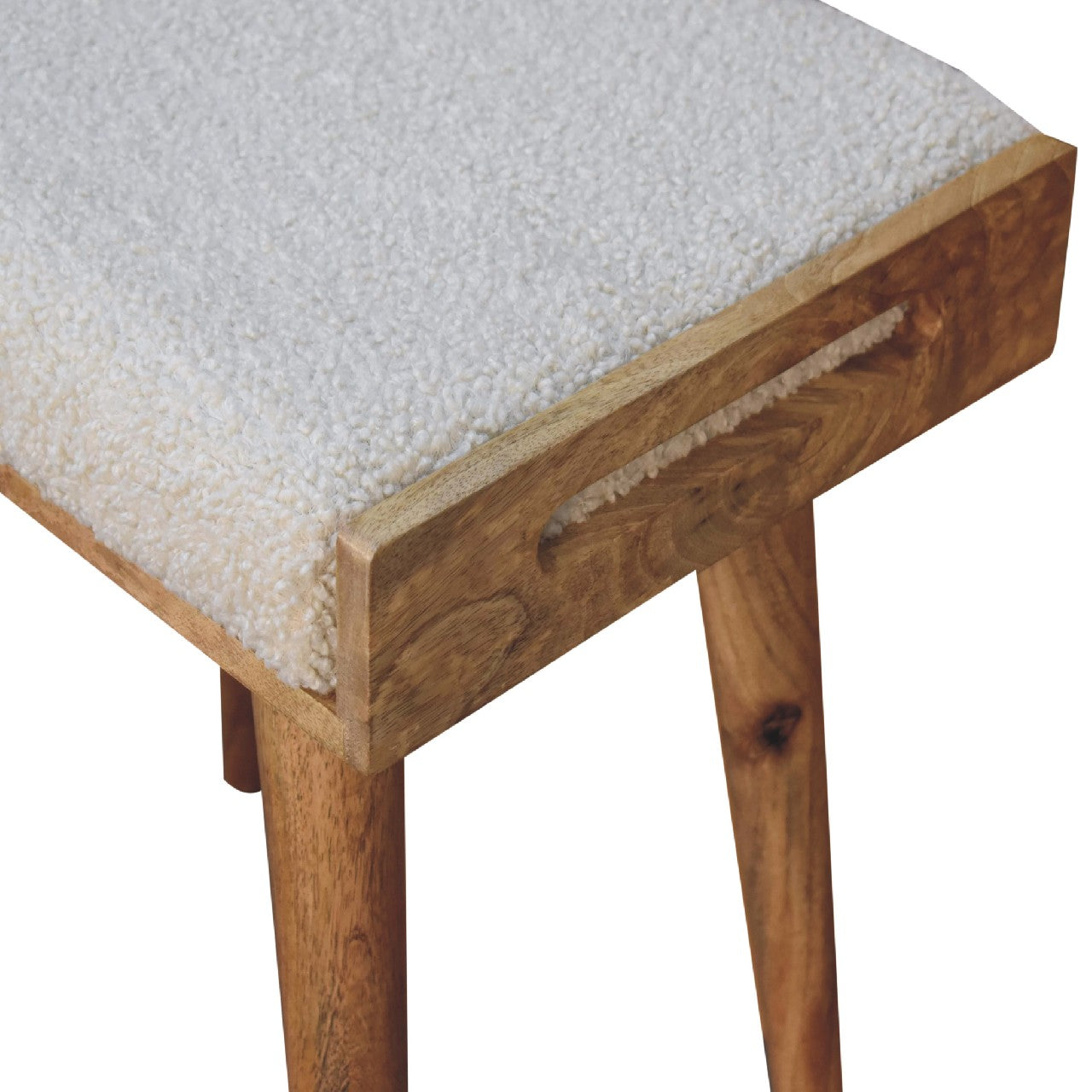 SnugSquare Boucle Cream Tray Style Footstool