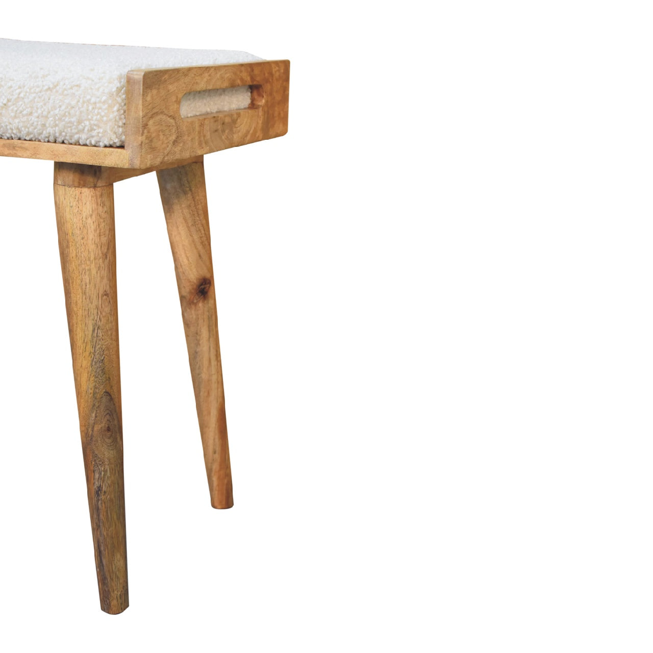 SnugSquare Boucle Cream Tray Style Footstool