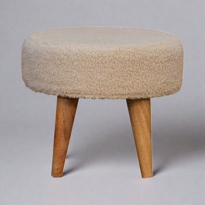 ComfyCraft Cream Boucle Petite Footstool - Furniture One Shop