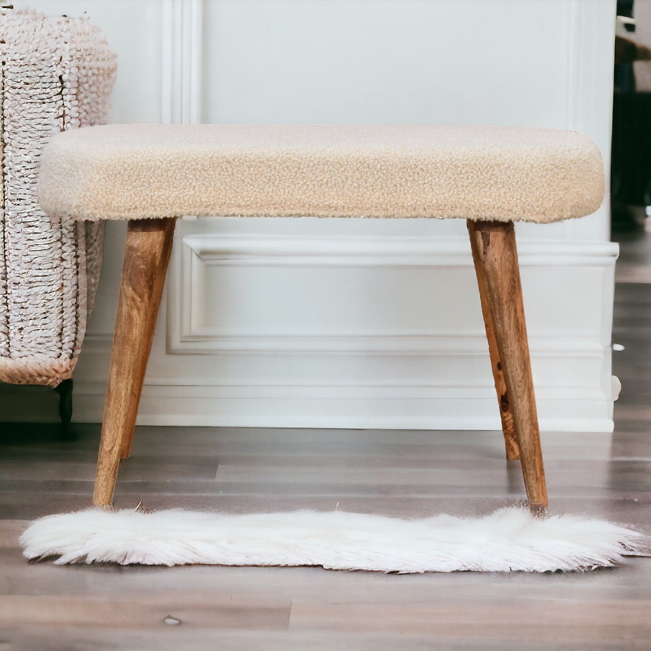 Feast Seat Cream Boucle Nordic Bench