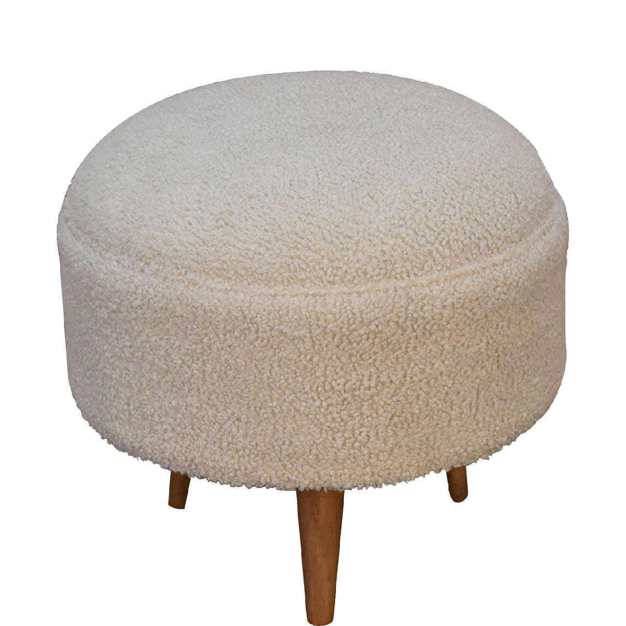 FootFavor Cream Boucle Rounded Footstool