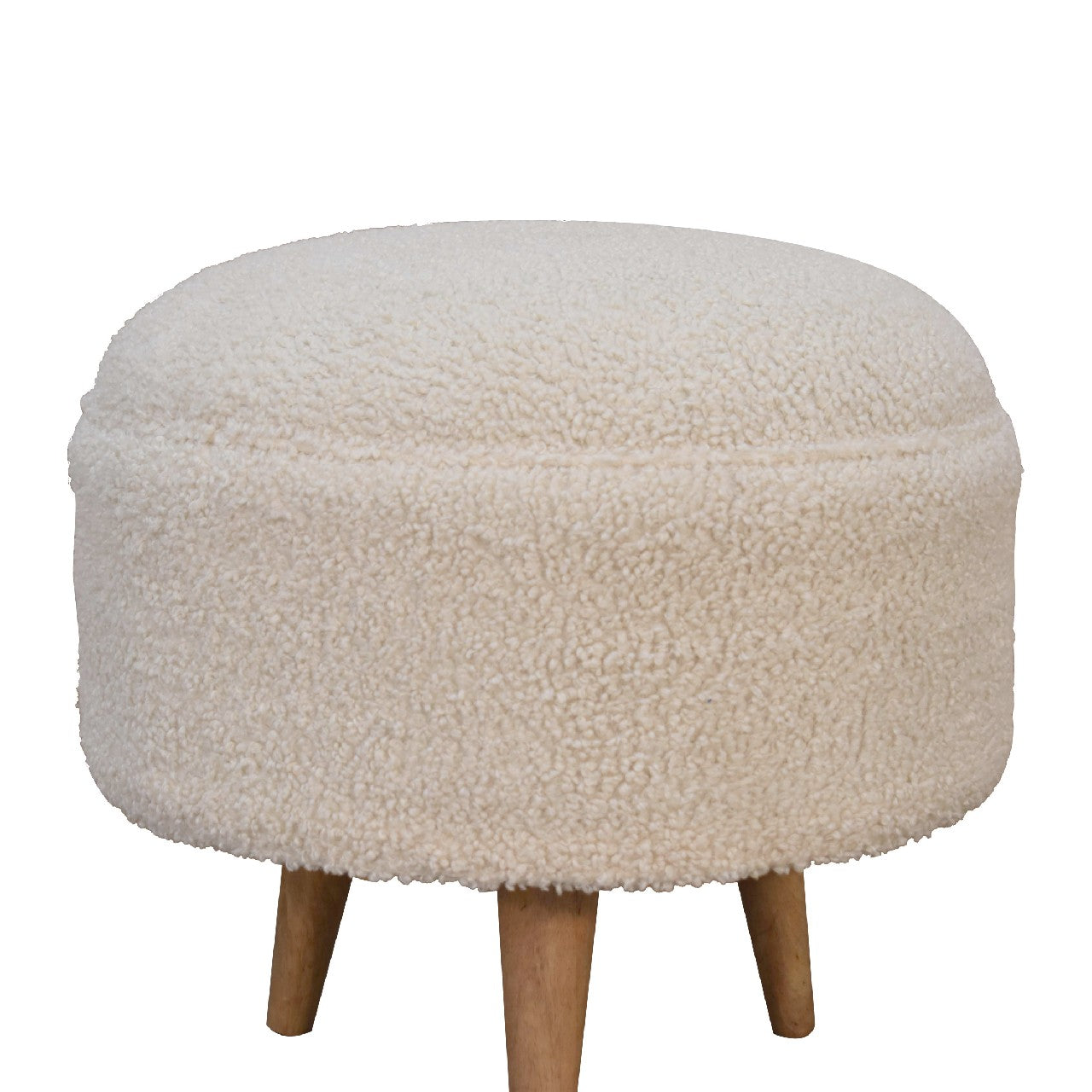 FootFavor Cream Boucle Rounded Footstool