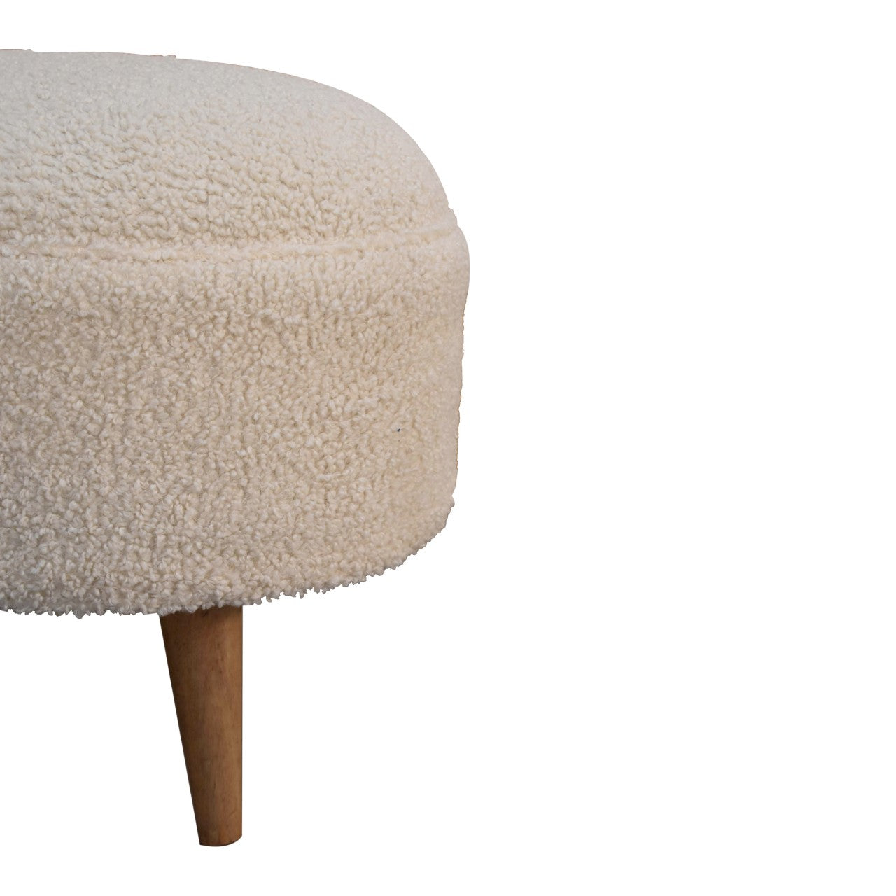 FootFavor Cream Boucle Rounded Footstool