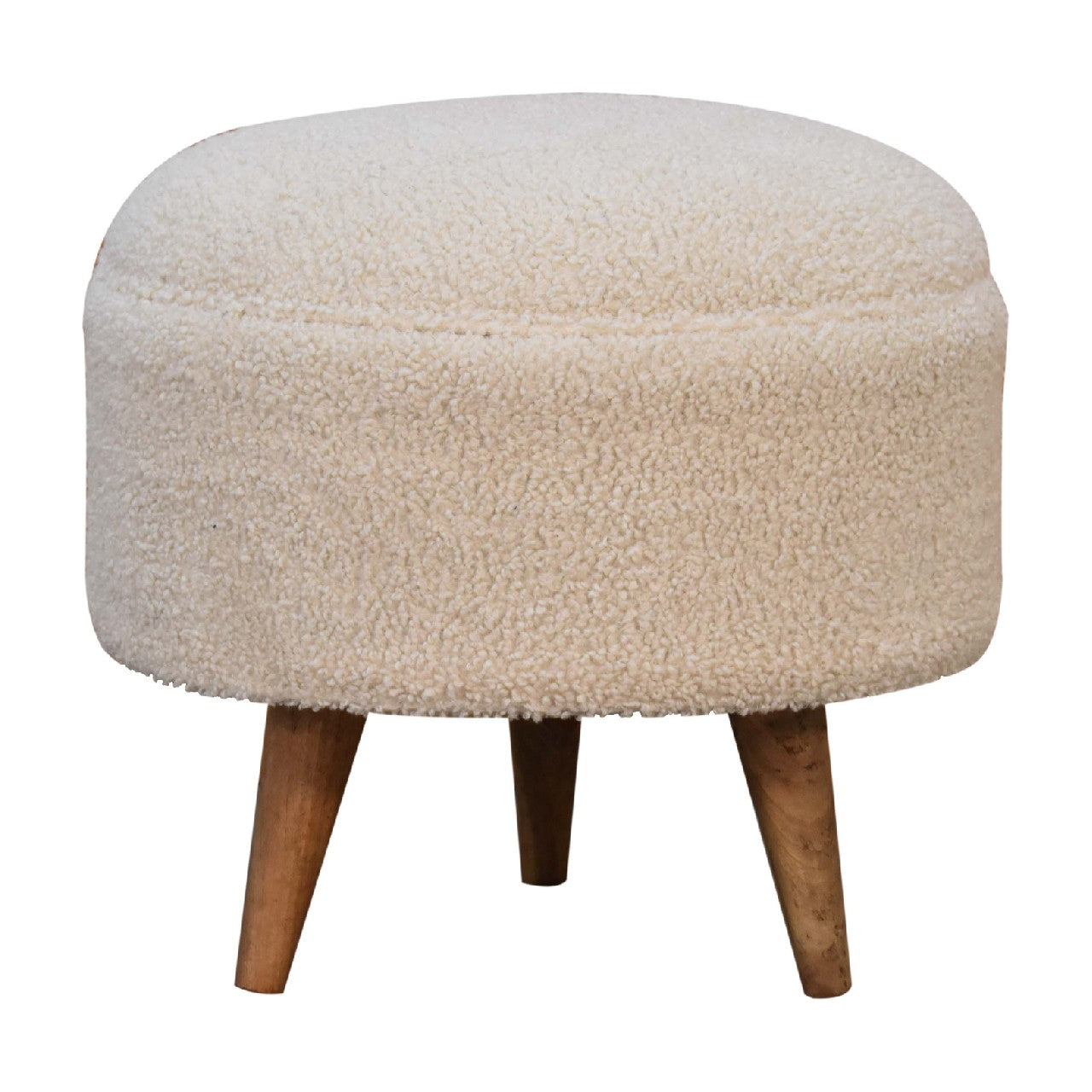 FootFavor Cream Boucle Rounded Footstool