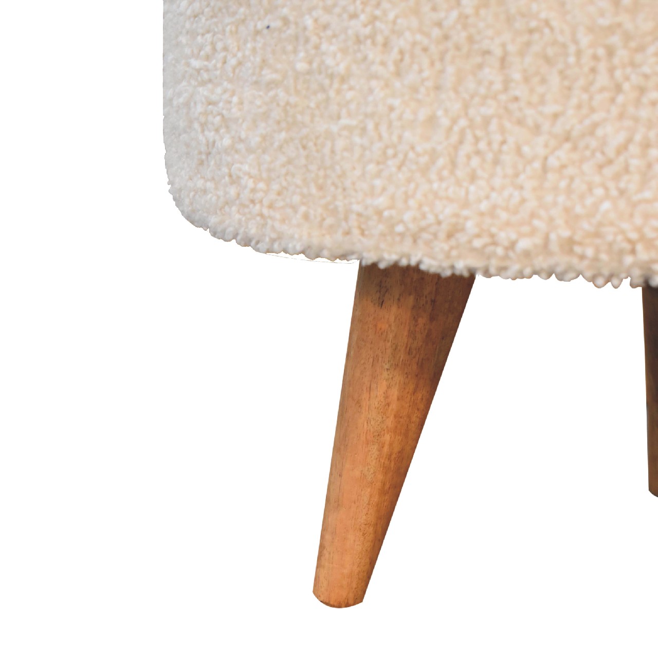 FootFavor Cream Boucle Rounded Footstool