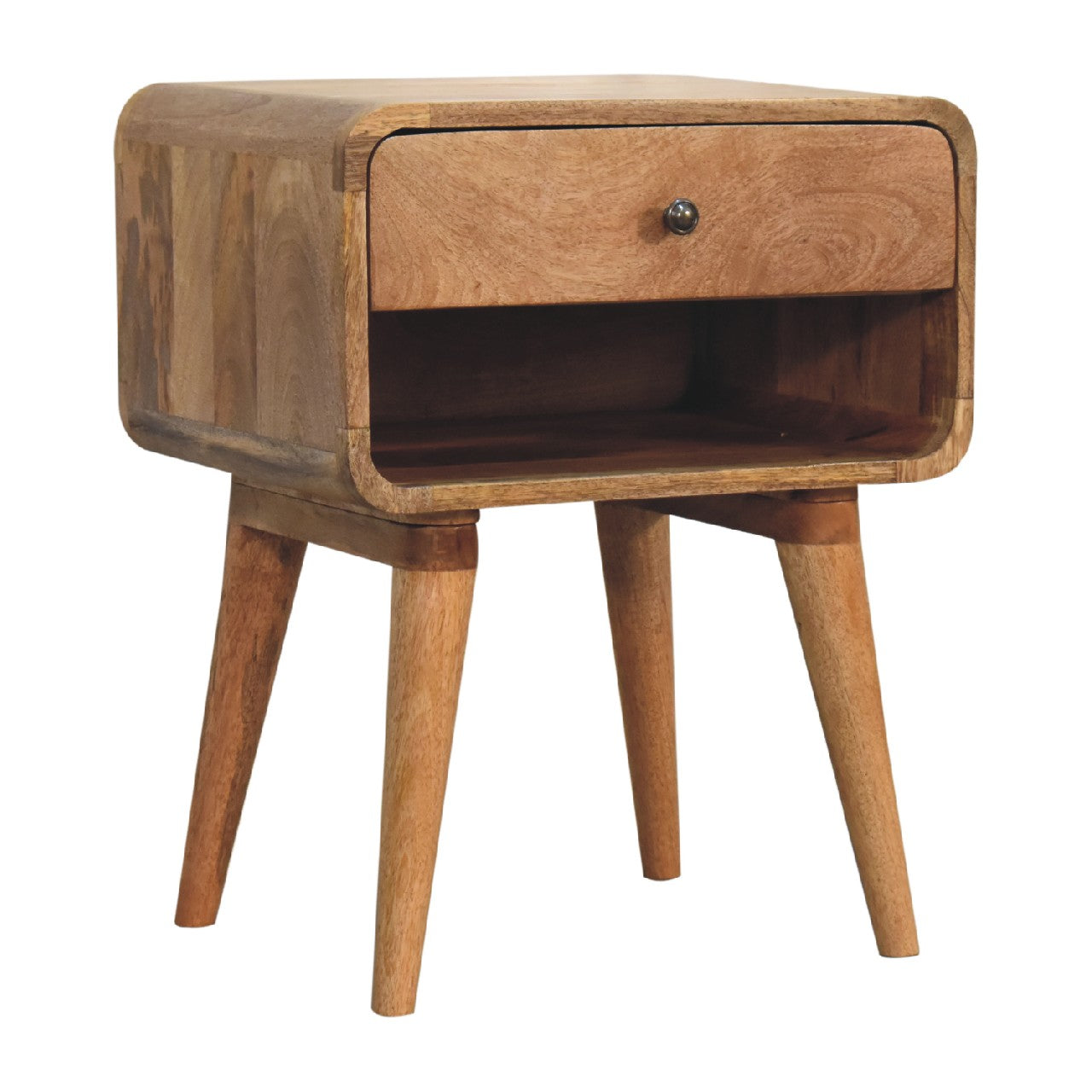 Freddie Curved Oak-ish Open Bedside