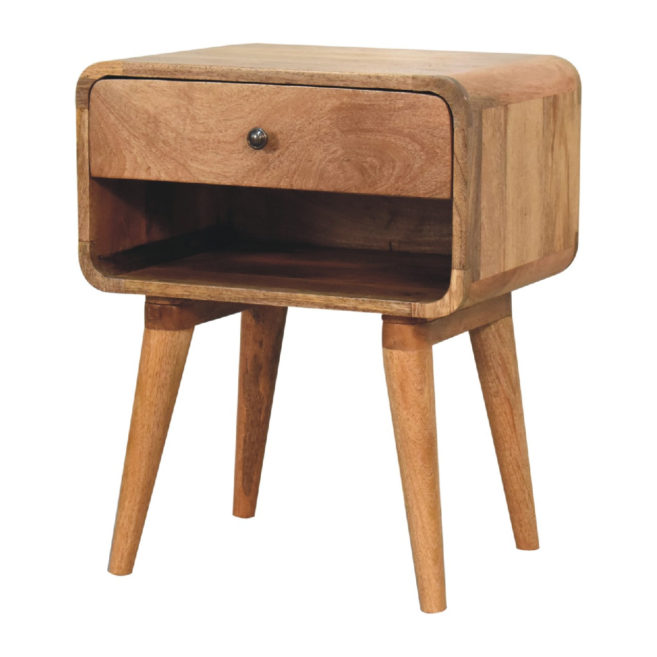 Freddie Curved Oak-ish Open Bedside