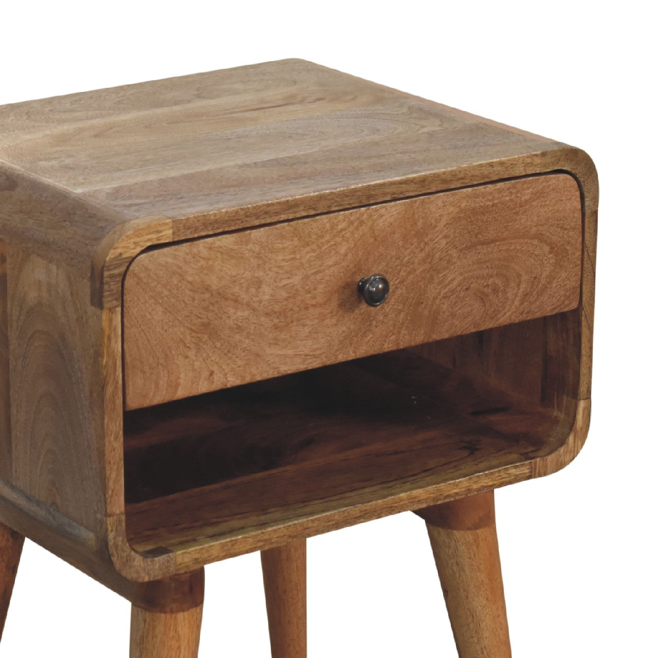 Freddie Curved Oak-ish Open Bedside