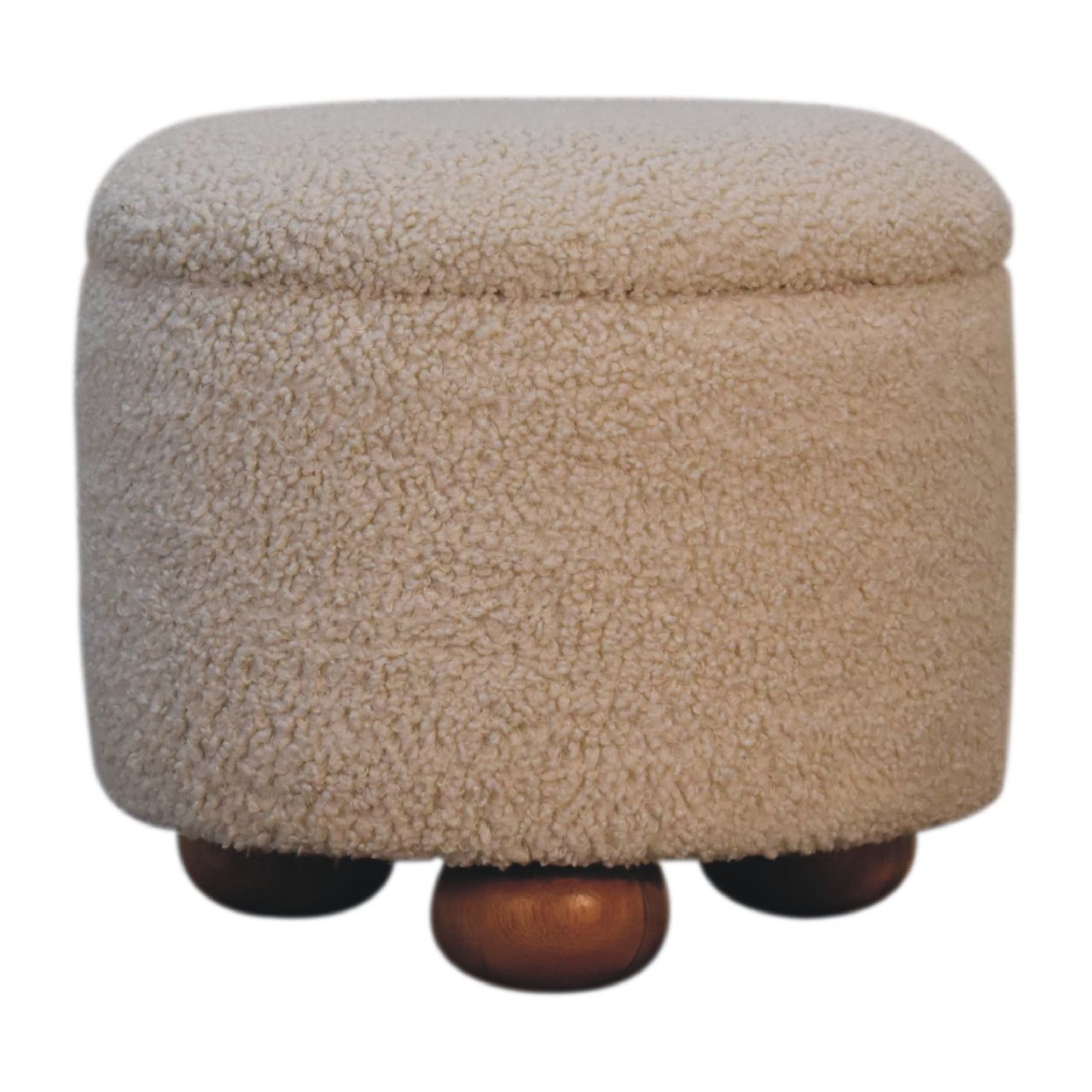 SoftSquare Cream Boucle Storage Footstool