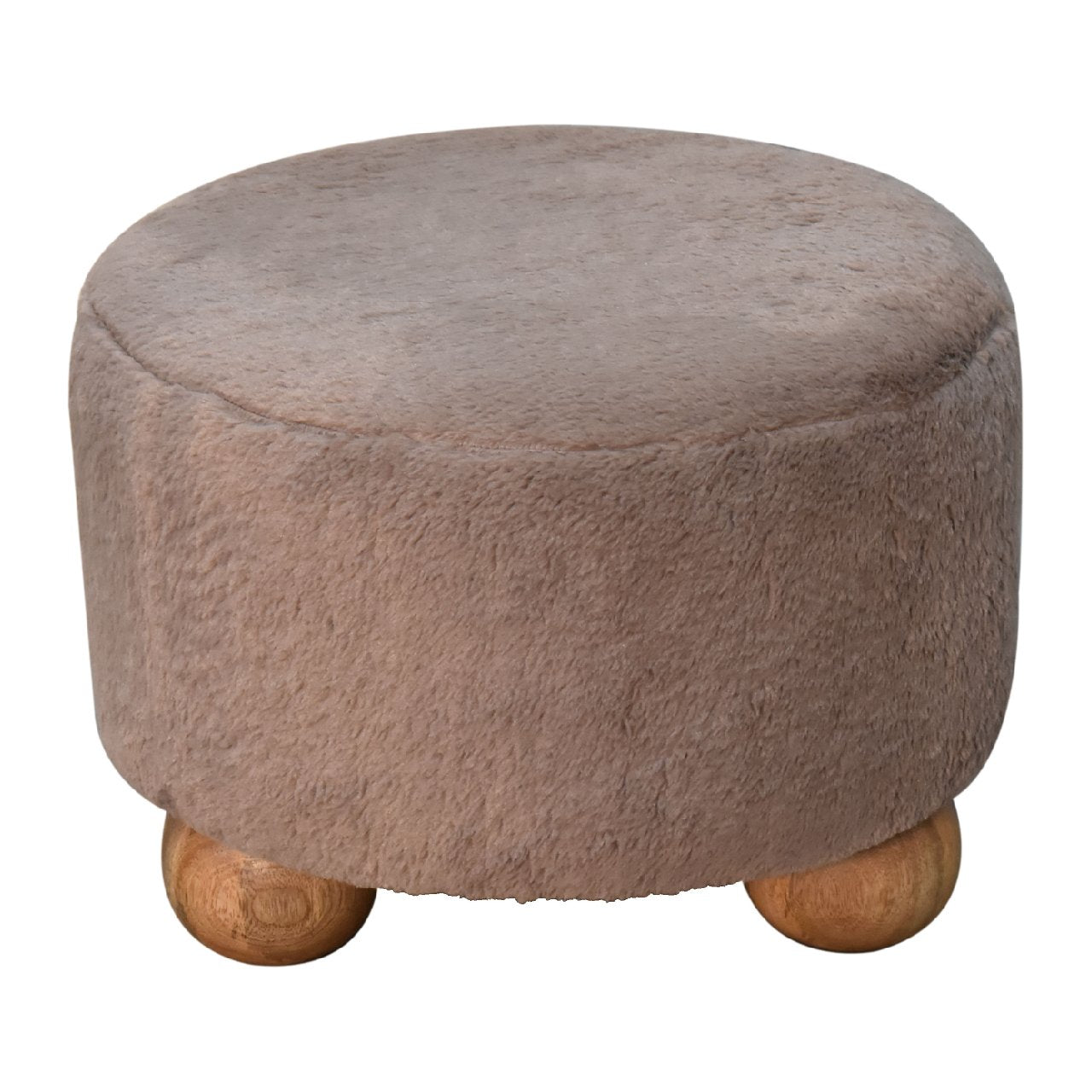 CosyCubby Mocha Faux Fur Round Ball Footstool