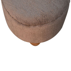 CosyCubby Mocha Faux Fur Round Ball Footstool