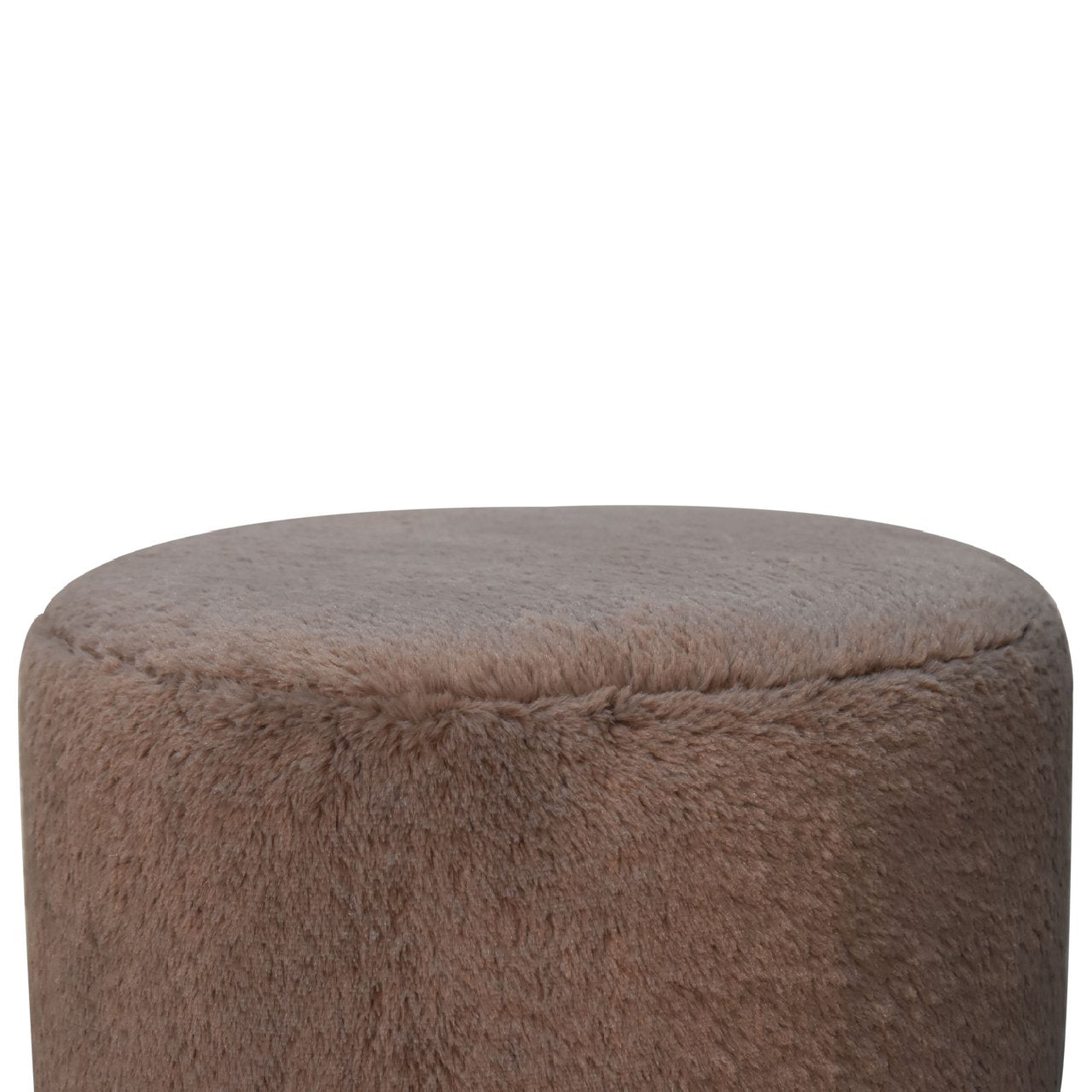 CosyCubby Mocha Faux Fur Round Ball Footstool