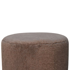CosyCubby Mocha Faux Fur Round Ball Footstool