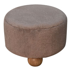 CosyCubby Mocha Faux Fur Round Ball Footstool