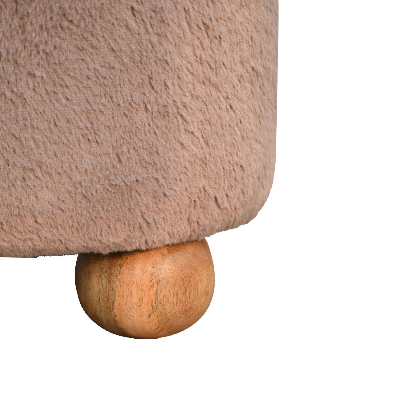 CosyCubby Mocha Faux Fur Round Ball Footstool