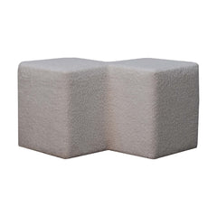 MiniMellow White Boucle Twin Footstool