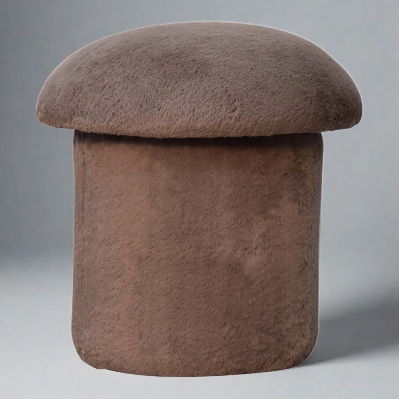 CalmCubby Mocha Faux Fur Mushroom Footstool