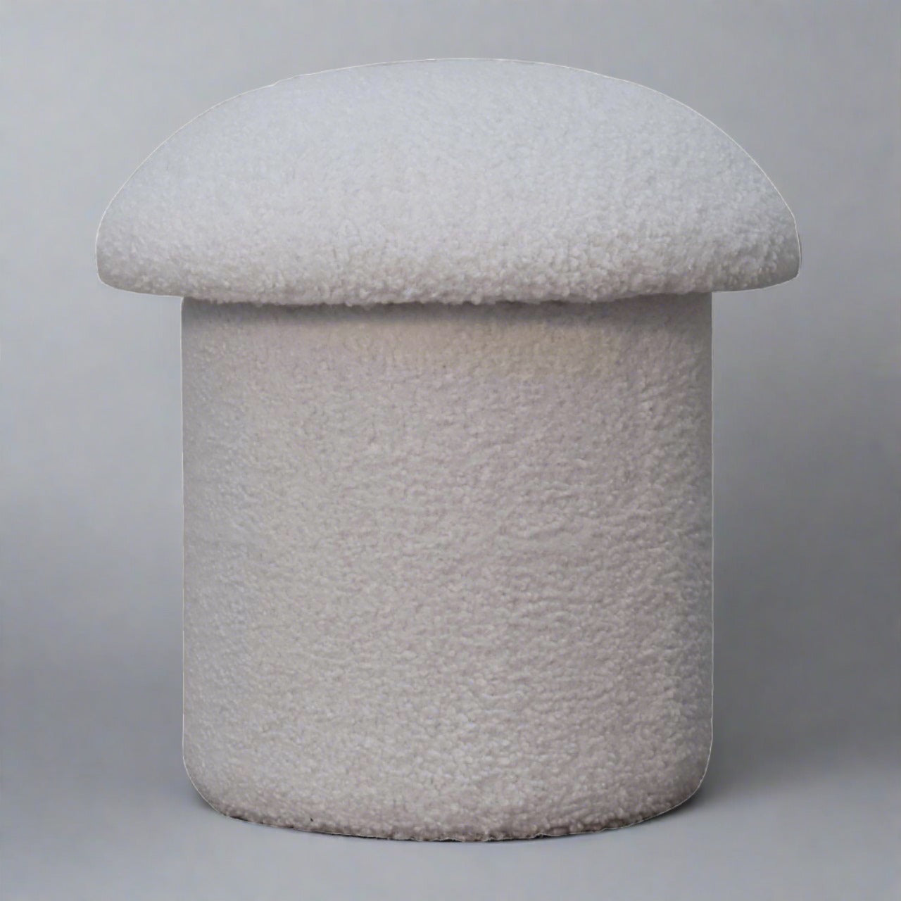 SnugSit White Boucle Mushroom Footstool