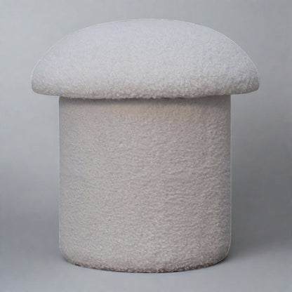 SnugSit White Boucle Mushroom Footstool