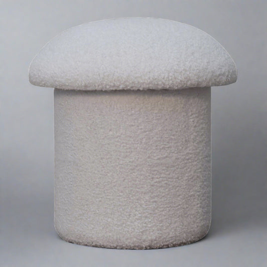SnugSit White Boucle Mushroom Footstool