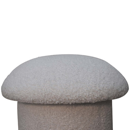 SnugSit White Boucle Mushroom Footstool