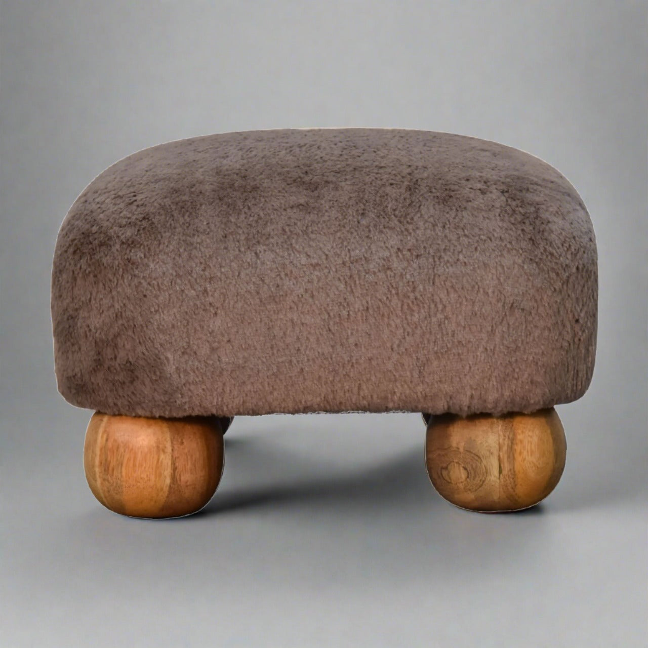 NestNook Mocha Faux Fur Nordic Footstool