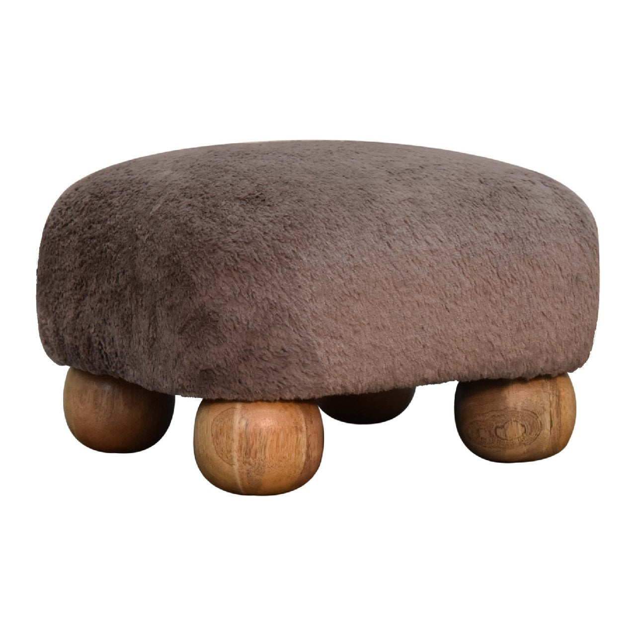 NestNook Mocha Faux Fur Nordic Footstool