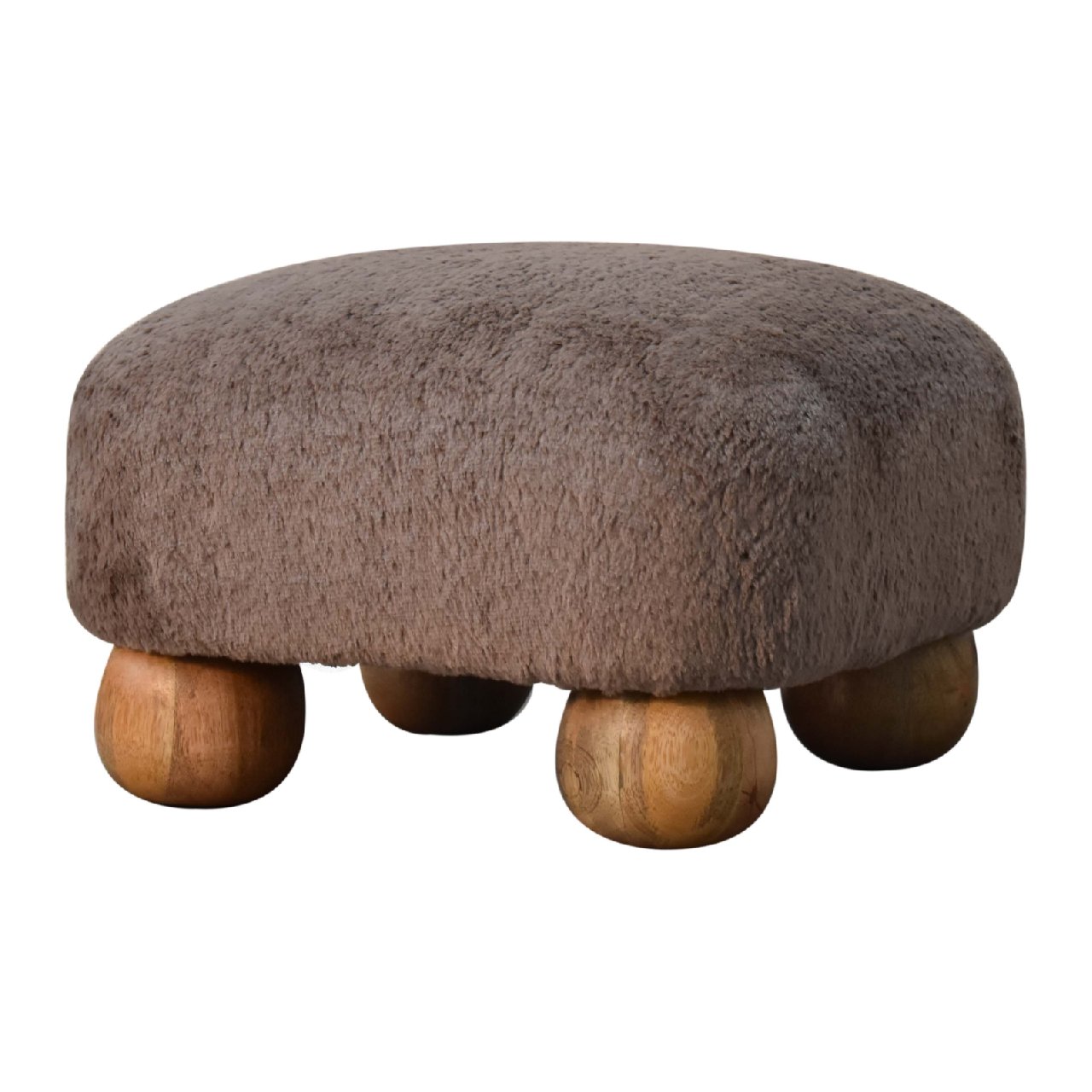 NestNook Mocha Faux Fur Nordic Footstool