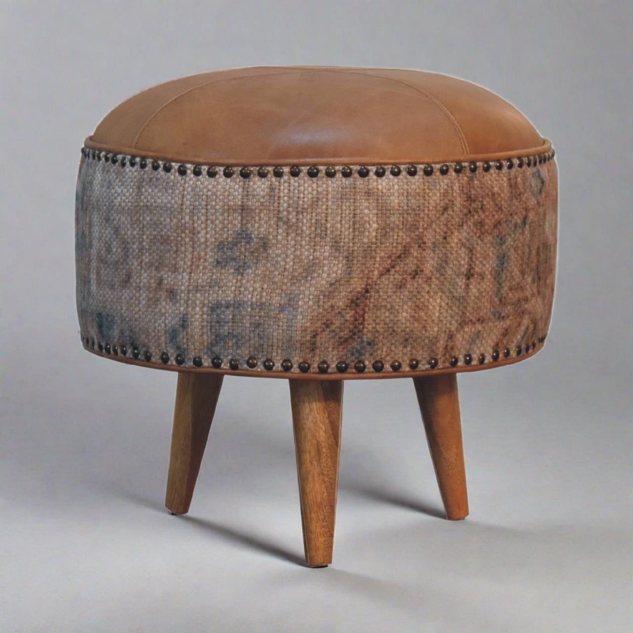 ComfyClasp Haven Durrie Round Footstool