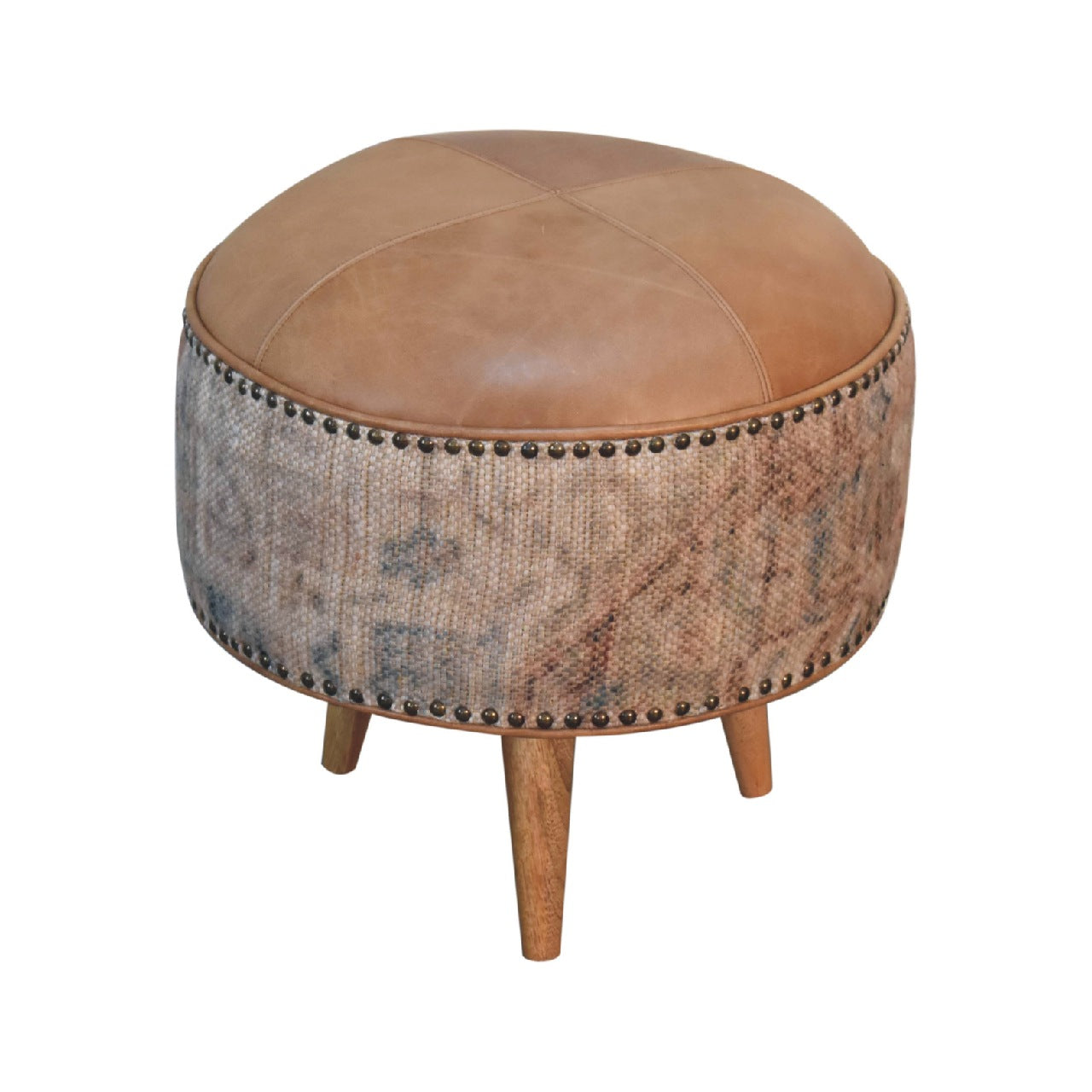 ComfyClasp Haven Durrie Round Footstool