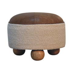PlushPlace Cream Boucle Buffalo Footstool - Furniture One Shop