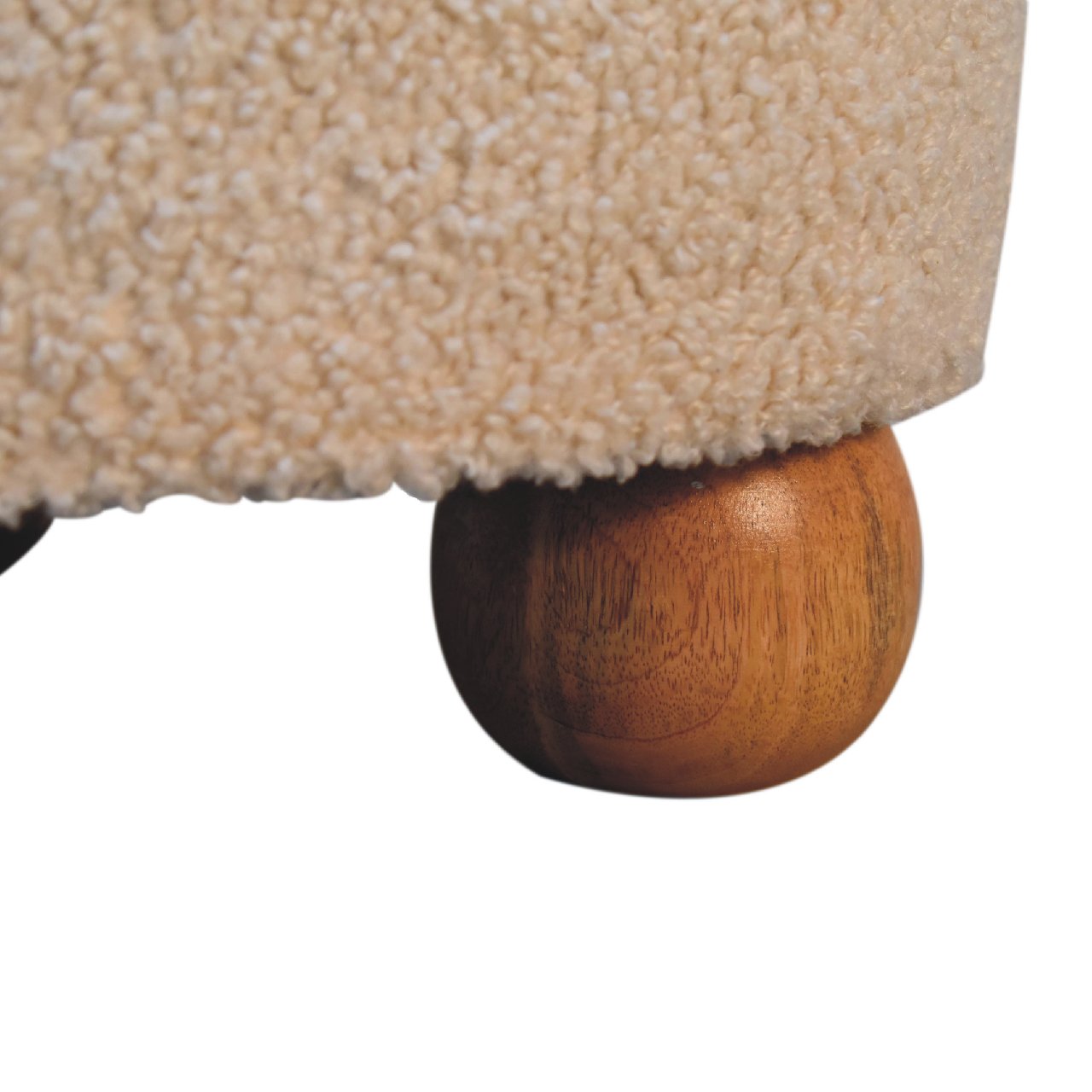 PlushPlace Cream Boucle Buffalo Footstool